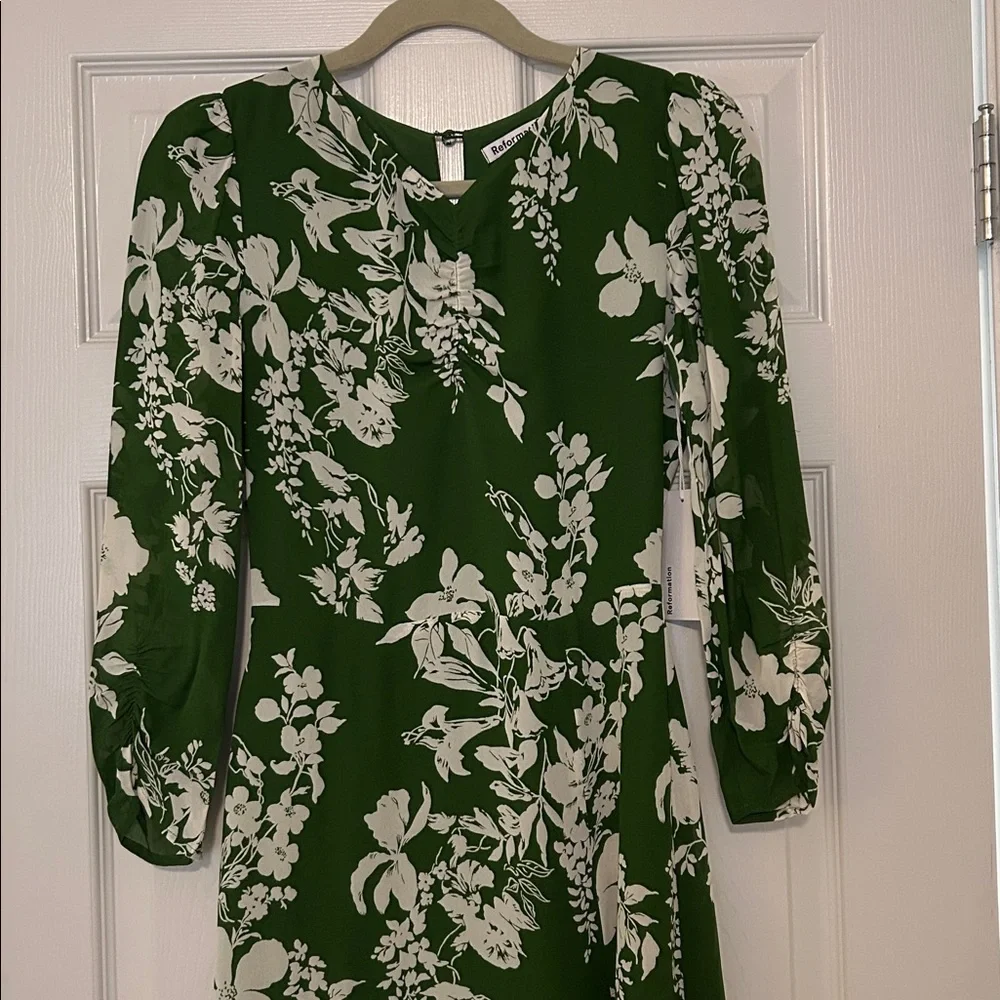 NWT- Reformation Forest Dress in Mystique